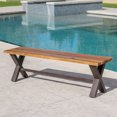thumbnail image 2 of Sandy Outdoor Acacia Wood Dining Bench, Teak Finish, 2 of 7