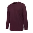 thumbnail image 2 of Men's Cotton Long Sleeve Ribbed Cuff Crewneck T-Shirt, Pack of 2 2XL, Burgundy, 2 of 2