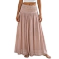 thumbnail image 3 of CAIXIA Work Skirts for Women Front Slit Solid Color Soft & Breathable Vacation Outfits Long Skirts for Women Boho Maxi Skirt with Pockets, 3 of 6