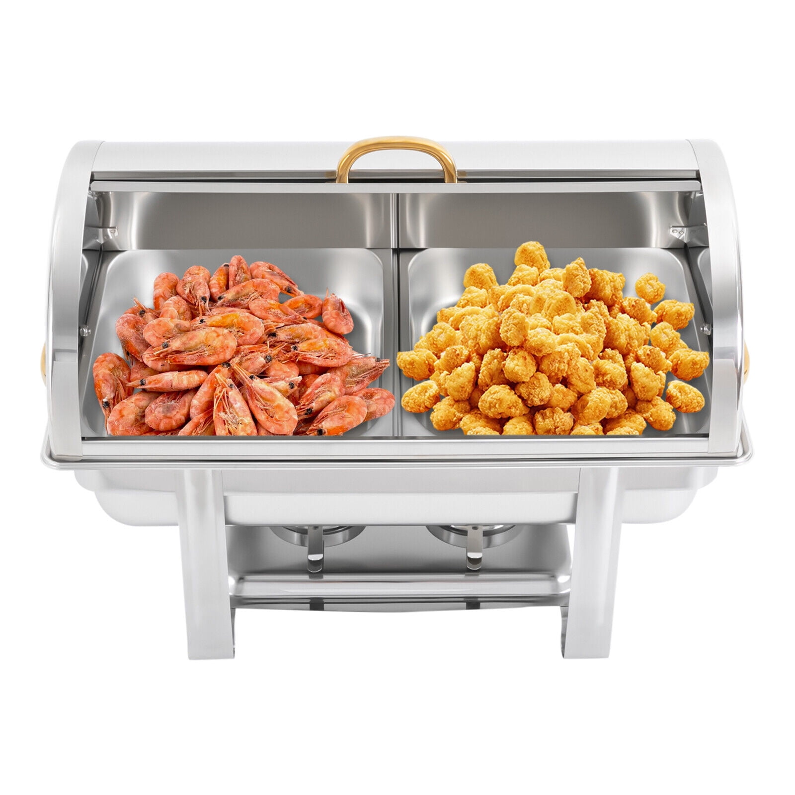 9L Rectangular Stainless Steel Double-Compartment Chafing Dish Buffet Warmer
