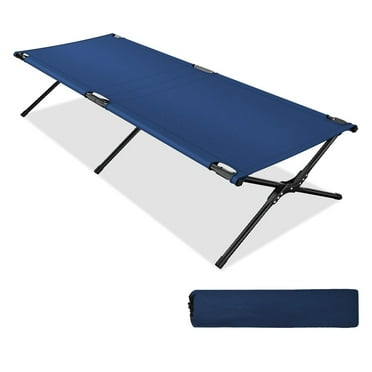 Folding Camping Cot, Portable Outdoor Sleeping Bed, Heavy-Duty Camping Bed with Carrying Bag for Travel, Hiking and Fishing, Black, 300LBS Weight Capacity
