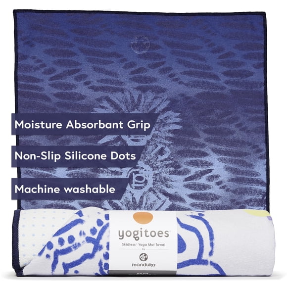 Esterilla de yoga caliente Yogitoes Manduka, 71 x 61 cm, estampado de chakras