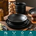 thumbnail image 4 of MALACASA 16 Piece Dinnerware Set, Stoneware Tableware Set For 4, Black Dishes Plate, 4 of 7