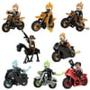 16 PCS Ghost Rider Minifigures Building Block Action Figures with Mount Black Panther Red Hood Motorcycle Soul Chariot Assembled Mini Toys Figure Set Gift for Boys and Fans