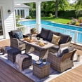 thumbnail image 2 of MEISSALIVVE 7 Pieces Patio Furniture Set with Dining Table, Outdoor Wicker Conversation Set with Wicker Armrest Chairs, 2 Ottomans, Gray, 2 of 11