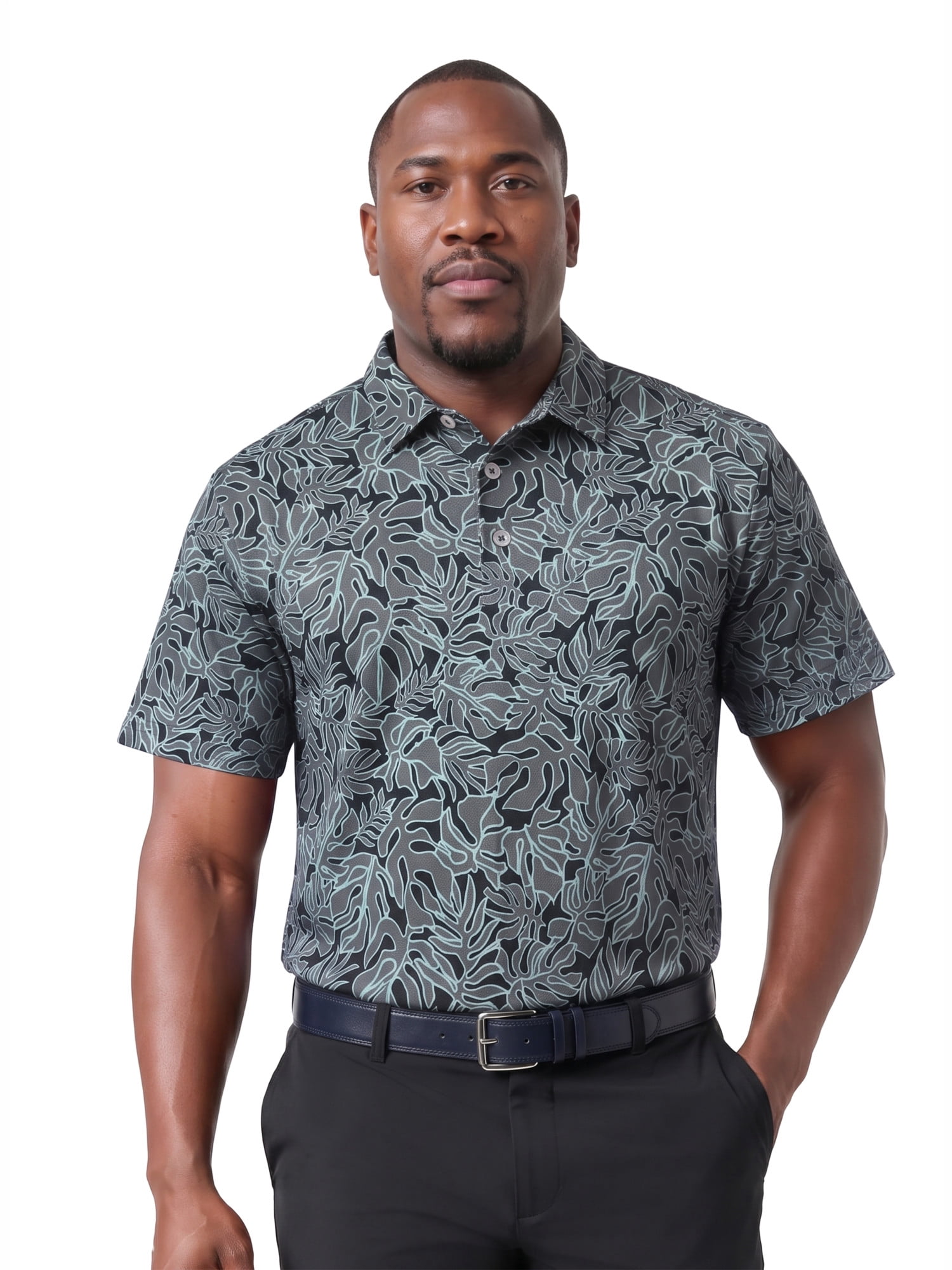 Ben Hogan Performance Men's & Big Men's Tropical Print Short Sleeve Polo Shirt, Sizes S-4XLT
