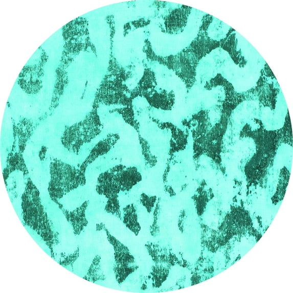 Ahgly Company Indoor Round Abstract Turquoise Blue Modern Area Rugs, 5' Round