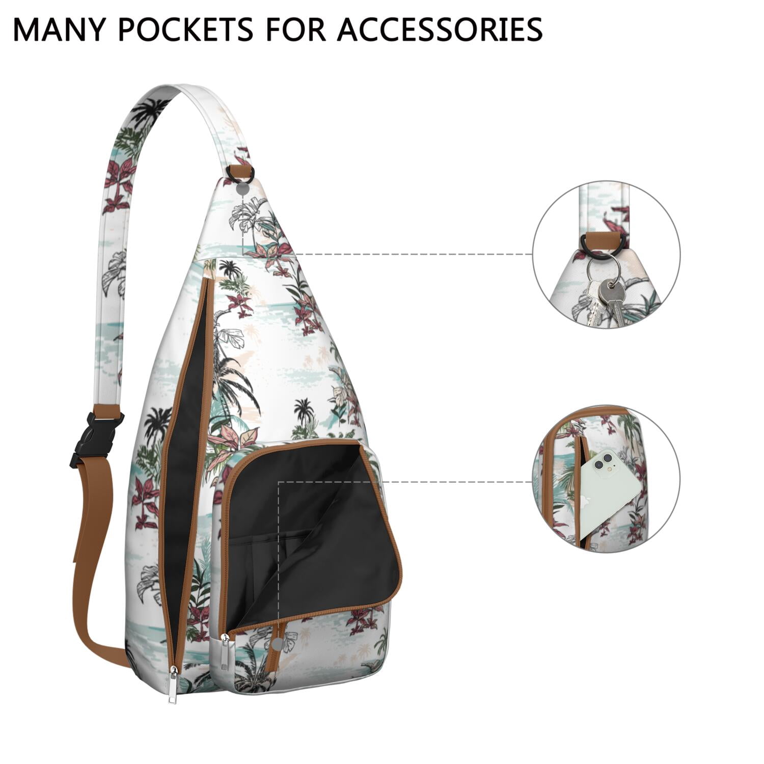 Nautical Aloha Sling Bag, Multi-Pocket Shoulder Bag with Comfortable Strap, Stylish for Beach Vacation
