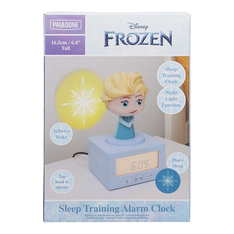 Disney Elsa Frozen Sleep Training Alarm Clock - Officially Licensed, Girls Projection Bedroom Night Light | Paladone