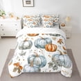 thumbnail image 7 of Feelyou Grey Blue Pumpkin Twin Bedding Sets 7-Piece, Maple Plant Botanical Bedding Comforter Set, Harvest Theme Sheet Sets, Super Cozy Bedroom Decorative, 7 of 7
