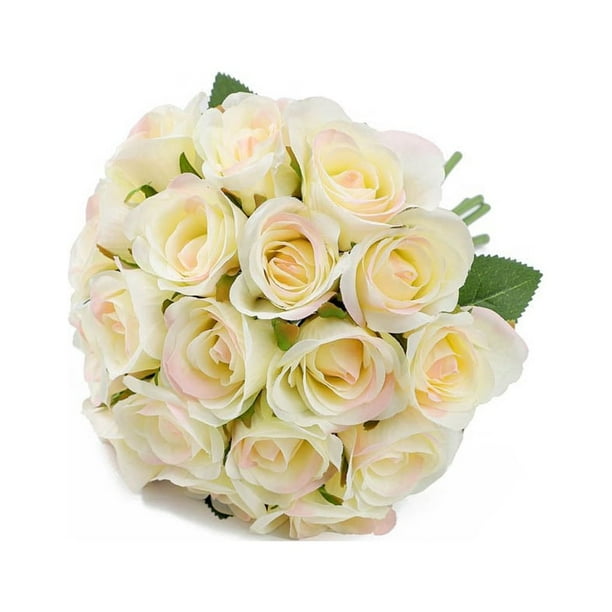 Arreglo de flores falsas Billuyoard Flores artificiales 18 cabezas de rosas melocotón rosa