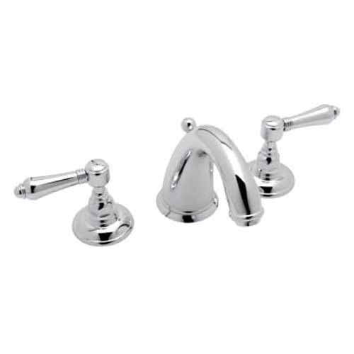 Rohl Verona Widespread Bathroom Faucet with Pop-Up Drain and Metal Lever Handles 