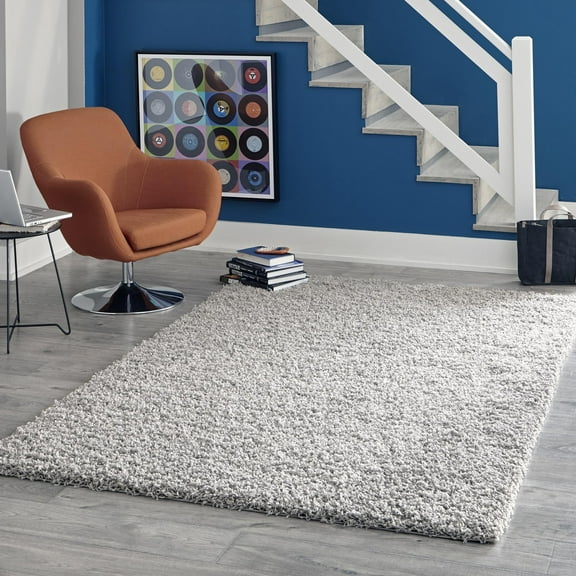 Unique Loom Solid Shag Rug Cloud Gray 2' 2" x 3' Rectangle Solid Modern Perfect For Living Room Bed Room Dining Room Office