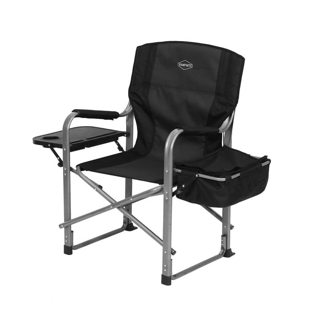 Kamp-Rite Chaise de Direction Portable avec Refroidisseur, Table d'Appoint et Porte-Gobelet, Capacité de 350 LB, Noir