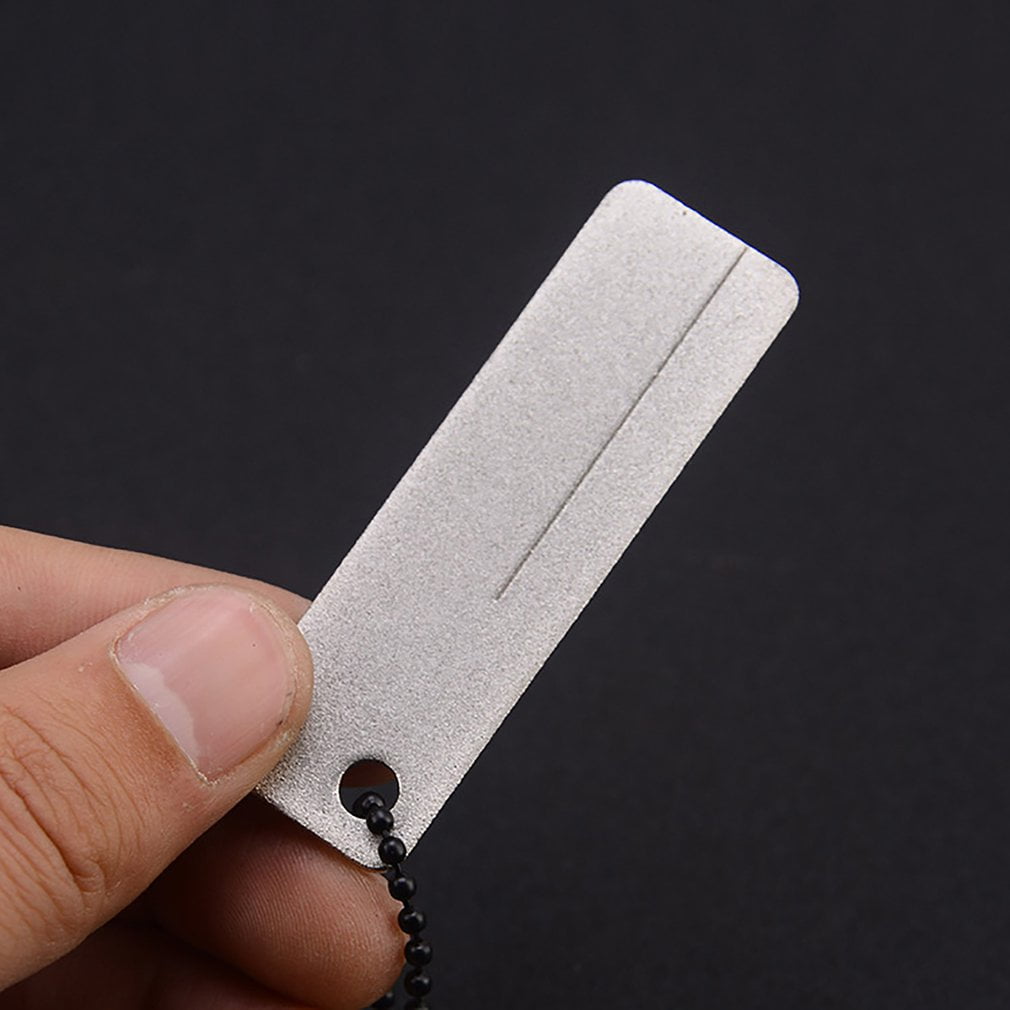 BEST Outdoor pocket Diamond Stone Sharpener keychain file nail For Fishook D7Q4 