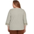thumbnail image 2 of Alfred Dunner Womens Plus-Size Textured Medallion Bordered Top With Necklace, 2 of 4