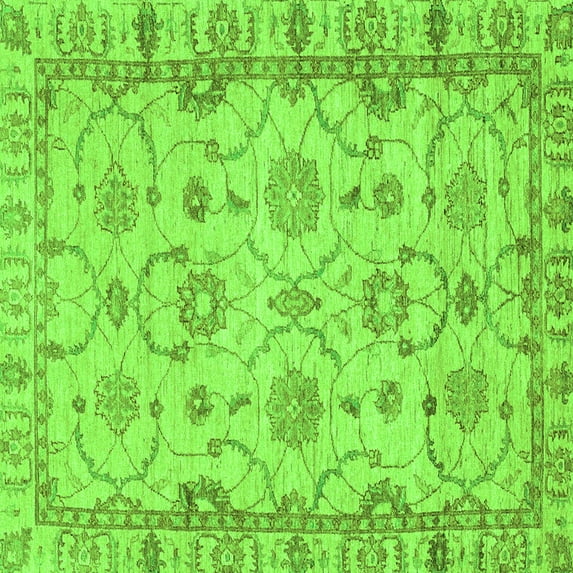 Ahgly Company Indoor Square Oriental Green Traditional Area Rugs, 4' Square