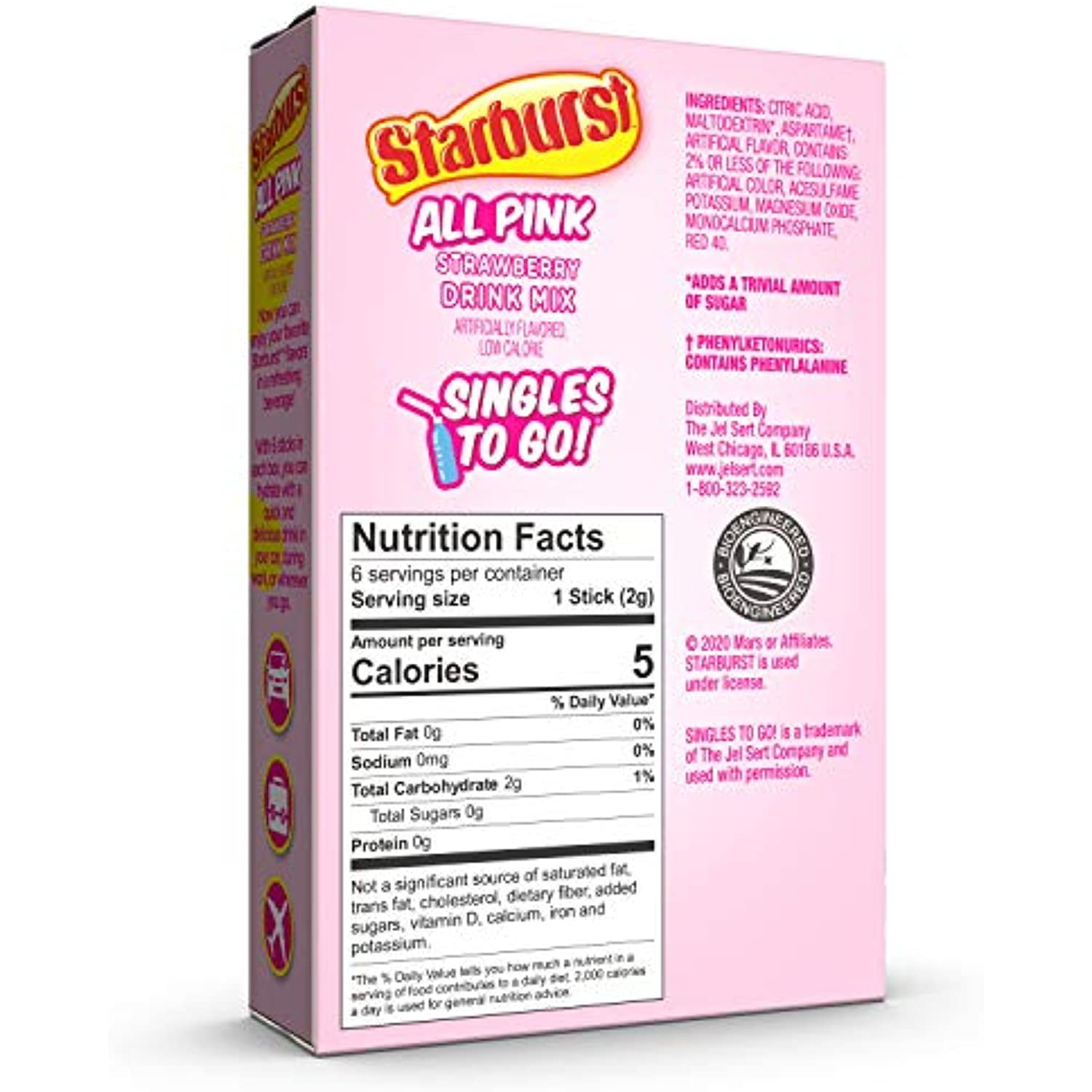 Starburst Singles To Go Powdered Drink Mix, All Pink Strawberry, 12 Boxes With 6 Packets Each - 72 Total Servings, Sugar-Free Drink Powder, Just Add Water, 6 Sticks (Pack Of 12)