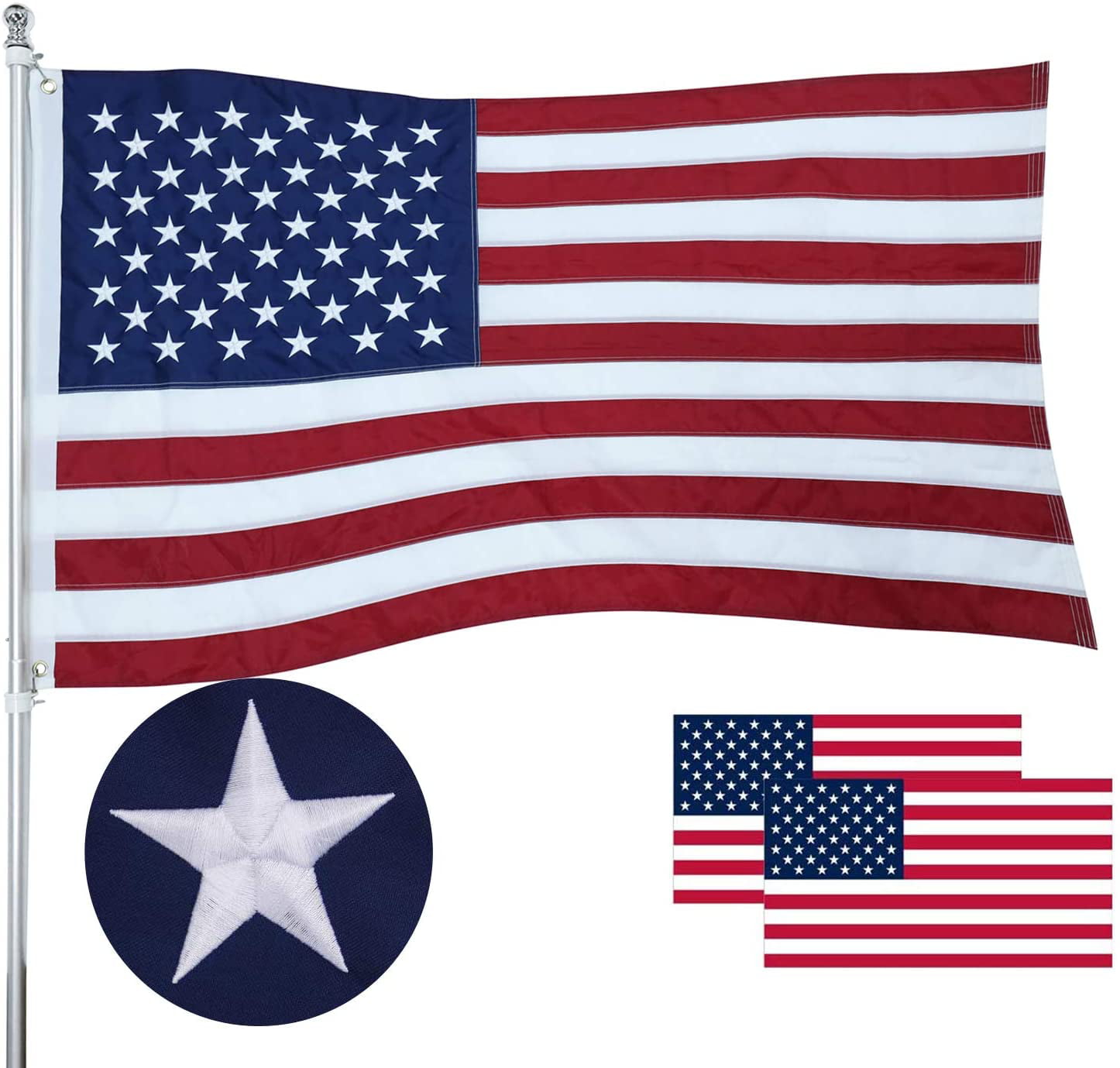 3x5 USA American Flag & Puerto Rico Friendship EMBROIDERED 210D Premium Set 