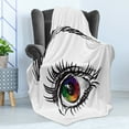 thumbnail image 4 of Eye Soft Flannel Fleece Throw Blanket, Eyeball of a Female in Many Colors Looking Elsewhere with Digital Sketch Art Style, Cozy Plush for Indoor and Outdoor Use, 60" x 80", Multicolor, by Ambesonne, 4 of 5
