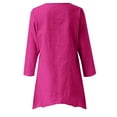 thumbnail image 5 of Tshirts For Women Summer Solid Color Crew Neck Long Sleeve Irregular Hem Ladies Tunic Tops Holiday Wear, 5 of 5
