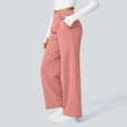 thumbnail image 4 of Wide Leg Pants for Women Stretchy Pull On Work Pants High Waisted Business Casual Trousers Slacks with Pockets Pink 2XL, 4 of 5