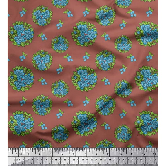 Soimoi Cotton Jersey Fabric Berries,Leaves & Peony Floral Decor Fabric Printed Yard 58 Inch Wide