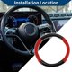 thumbnail image 3 of Cubierta de volante de cuero artificial PU Unique Bargains ABS Protector de volante de automóvil 14.96" Negro Rojo patrón de fibra de carbono, 3 of 6