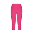 thumbnail image 5 of QATAINLAV Capri Leggings for Women Tummy Control Knee Length Cropped Bottom Summer Stretch High Waist Workout Yoga Capris 2024 Solid Color Legging Pants Hoy Oferta Flash Hot Pink XL, 5 of 7
