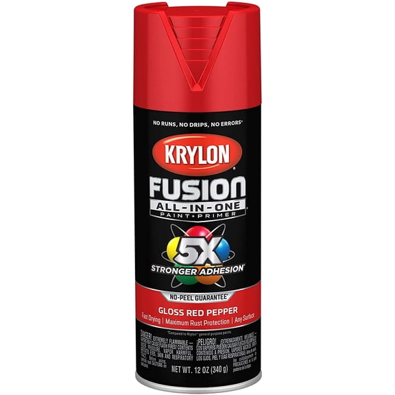 Krylon K02720007 Fusion All-In-One Spray Paint for Indoor/Outdoor Use, Gloss Red Pepper - New