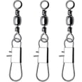 thumbnail image 1 of 50/250 piezas giratorios de barril de pesca con broches de seguridad giratorios de acero inoxidable de alta resistencia de enclavamiento giratorios conector rodante anillo sólido de níquel negro acces, 1 of 3