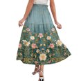 thumbnail image 4 of Womens Maxi Skirt Drawstring High Waisted Summer Long Skirts Lightweight Tiered Flowy Floral Pleated Skirts Blue L, 4 of 5