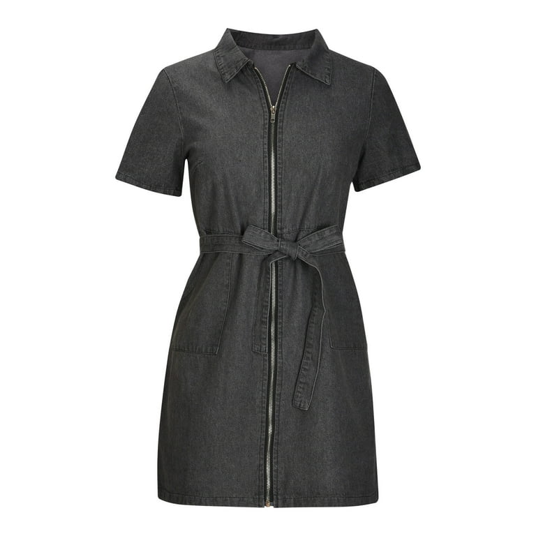 TMOYZQ Summer Dresses for Women 2024, Womens Bodycon Denim Dress Casual Short Sleeve Zipper Jean Dress Sexy Mini Short Dress with Belt and Pockets, Gifts for Her - Walmart.com TMOYZQ Summer Dresses for Women 2024, Womens Bodycon Denim Dress Casual Short Sleeve Zipper Jean Dress Sexy Mini Short Dress with Belt and Pockets, Gifts for Her - Walmart.com