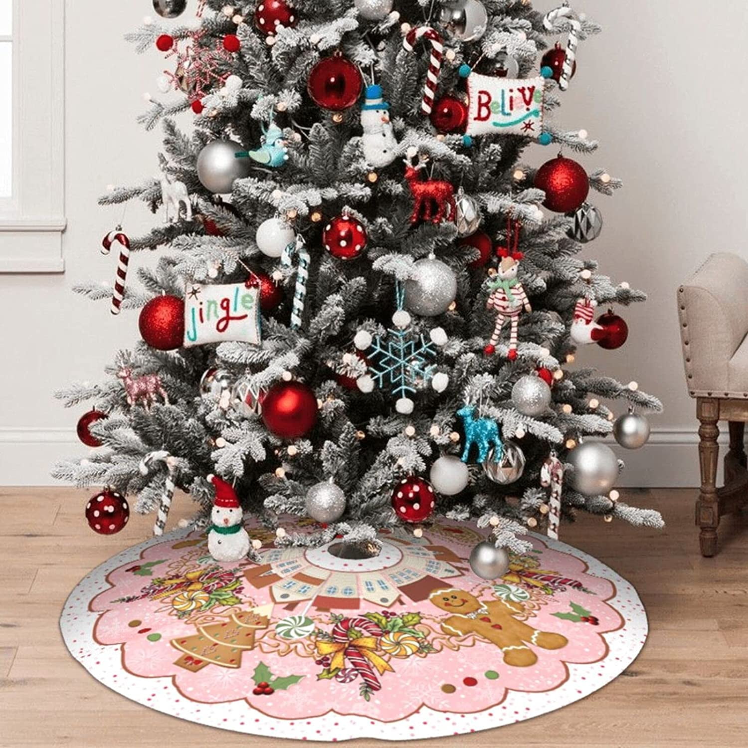 Jupe d arbre de noel en pain d epices rose mignon grand tapis d arbre couverture de Base decorations de fete de noel decor de fete de vacances Walmart