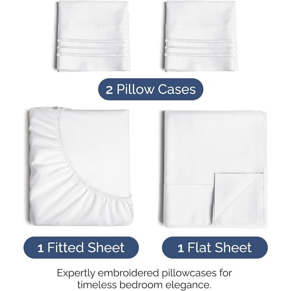 Queen Size 4 Piece Sheet Set - Extra Soft, Breathable & Cooling Sheets - Hotel Luxury Bed Sheets for Women & Men