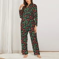 thumbnail image 2 of Lsque Strawberry Pattern Long Sleeve Pajama Set for Women - Soft 2-Piece Sleepwear and Loungewear Set with Pockets, Comfy Nightwear-X-Large, 2 of 7