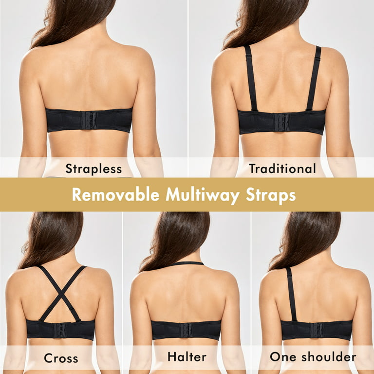 Women's Strapless Bra Plus Size Underwire Convertible Non Padded Bralette  34DDD
