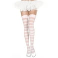 thumbnail image 2 of Music Legs Women's Wide striped thigh hi 4701-PINK/WHITE, 2 of 3
