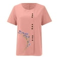 thumbnail image 4 of Liquidation! Uooqdmx Chemises en Lin pour Femmes, Chemises à Manches Courtes pour Femmes, Hauts Fluides pour Femmes, Blouse Col Rond Décontractée Coupe Ample Tunique, Hauts en Gaze pour Femmes, Rose m, 4 of 5
