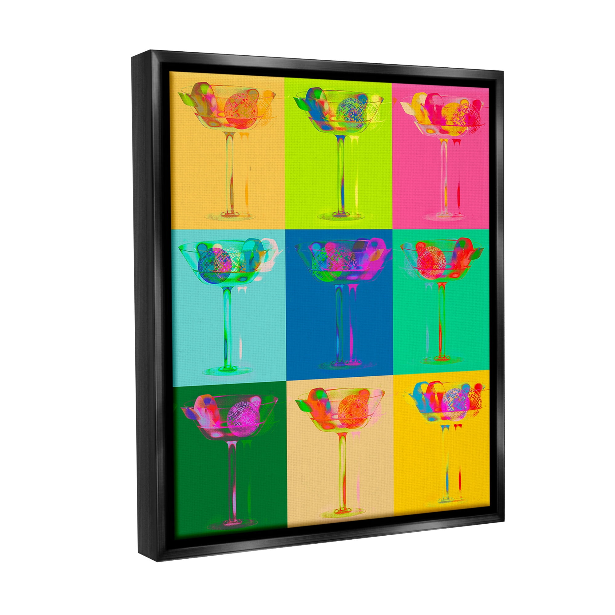 Stupell Industries Vivid Cocktail Abstraction Food & Beverage Painting Black Floater Framed Canvas Art Print Wall Art, 17 x 21