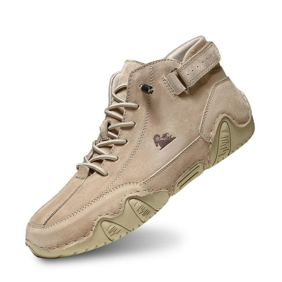 Xiaoxatg Men's Casual Shoes Breathable Comfortable Walking Sneakers Lightweight On Loafers For Daily Wear With Hook And Loop Closure 9 Khaki