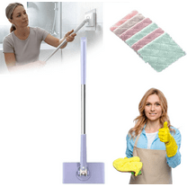2026 Upgraded Zero Touch Snap Grip Mini Mop,Cloth Changing Mini Mop with Automatic Hands Free Push Pull Handle,360 Rotating Head,Includes 6 Cleaning Cloths,Convenient Cloth Changing (70cm /27.56in)