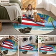 thumbnail image 5 of Puerto Rico Flag Sea Round Area Rug 4Ft Washable Circle Rugs for Bedroom Dining Room, Beach Palm Trees Boat Nautical Non-Slip Carpet Floor Mats Indoor Outdoor Carpet Runner Aesthetic Home Decor, 5 of 8