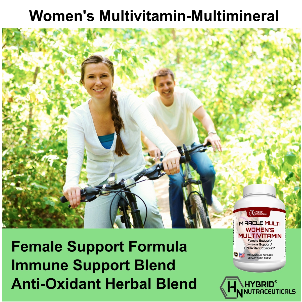 MiracleMulti Women's Multivitamin - Female Support Formula and B Vitamins for Women, Immune Support, Antioxidant Complex, Non-GMO - 60 Capsules