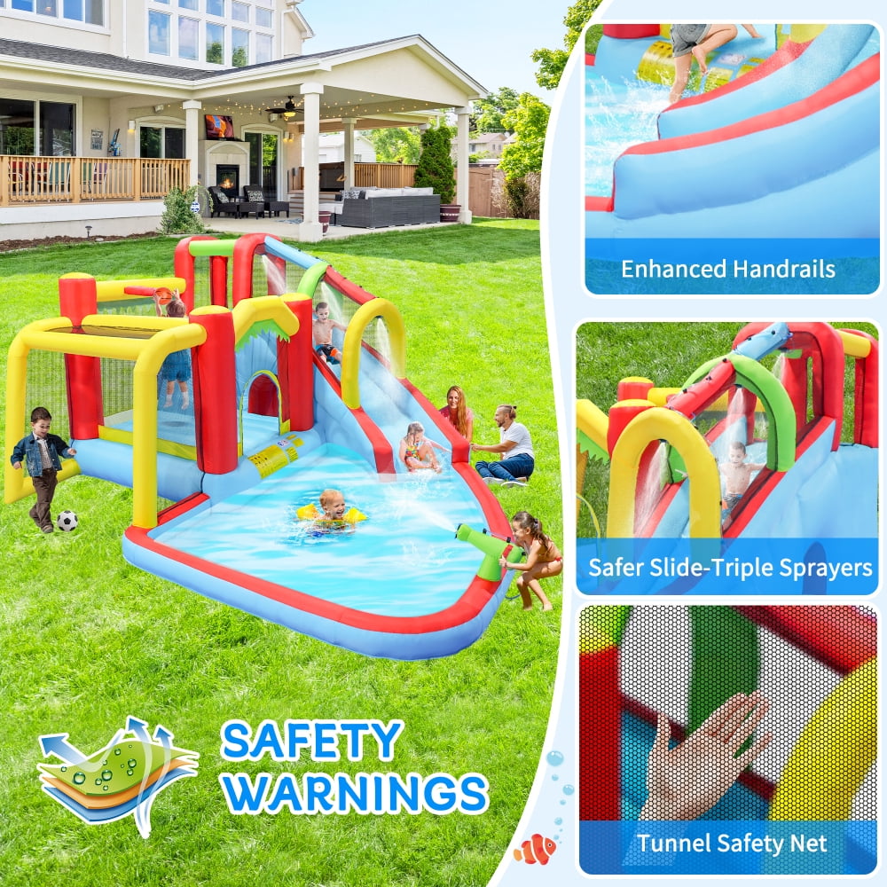 Nobol 7-in-1 Inflatable Water Slide Park Bouncer with Splash Pool and Climbing Wall