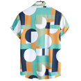 thumbnail image 2 of Camisas De Lino Para Hombre Camisa informal con estampado de hawaii para hombre, blusa de manga corta con cuello vuelto (Mint Green, S), 2 of 7