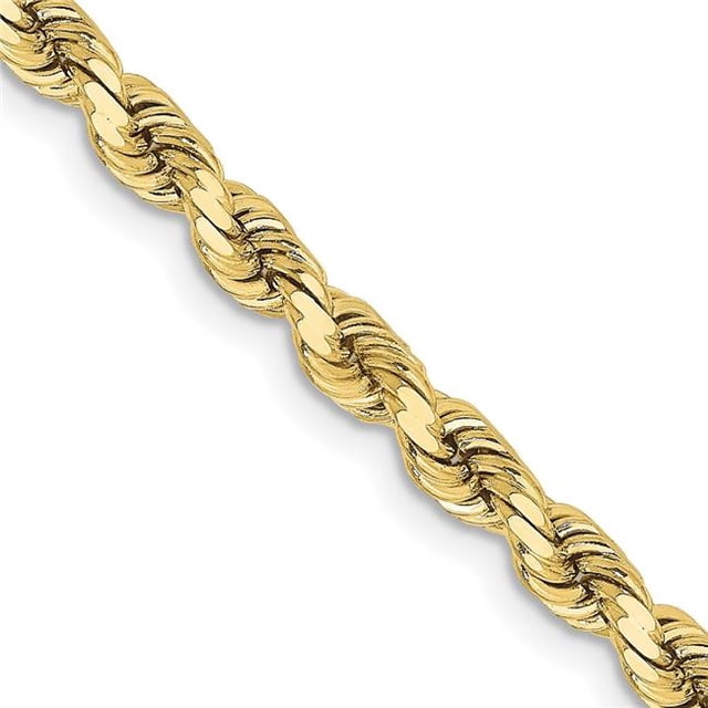 Quality Gold 10K027-26 10K Yellow Gold 3.75 mm Diamond-Cut 26 in. Rope Chain