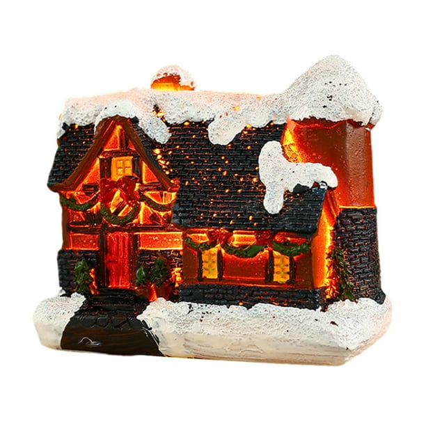 Adorno navideño de casa de pueblo navideño Escena de pueblo navideño en miniatura para Estilo A