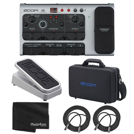 Zoom V6 Vocal Multi-Effects Processor + Zoom FP02M External Expression Pedal + Zoom CBR-16 Carrying Case + Mic XLR Cable + Photo4Less Black Cleaning Cloth – Top Value Accessory Bundle