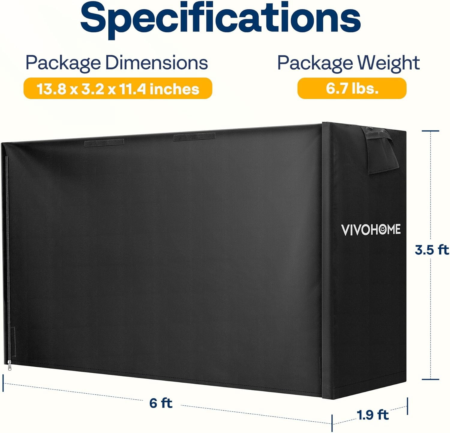 SPECSTAR 6ft Waterproof Log Rack Cover, Heavy Duty 600D Oxford Outdoor Firewood Storage Cover with Zipper and Hook Loop Tape (Log Rack Not Included)